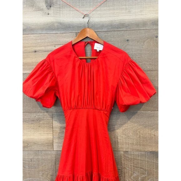 NWOT CINQ A SEPT Maisey Puffed Sleeve Tiered Open-Back Dress SIZE 2 - Picture 10 of 11
